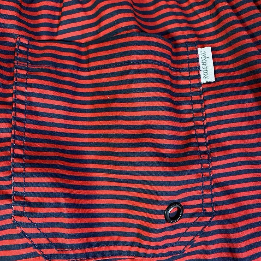 MAAMGIC Men’s Large Swim Trunks Shorts Red Striped 7